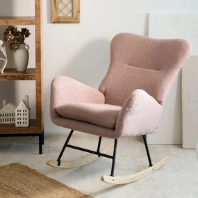 Hojdacie kreslo LUNNIE  ružové TEDDY BOUCLÉ 856759