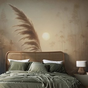 Samolepiaca tapeta pampová tráva v rannej hmle