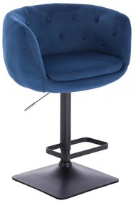 LuxuryForm DESIGN Barová stolička MONTANA VELUR na čiernej hranatej podstave - modrá