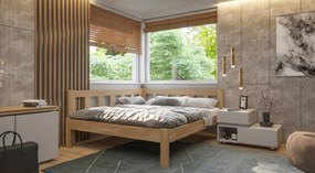 Rohová posteľ so zástenou vľavo Tema L 180x200 cm, prírodný buk