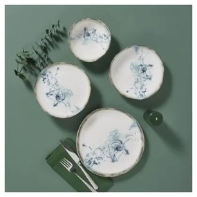24-dielna jedálenská súprava, biela/modrá, porcelán