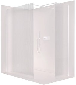 Cerano Onyx, sprchová zástena Walk-in, hranatá vzpera - biela matná, ryhované sklo - 110x80 cm, CER-CER-8050BD3407