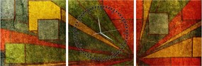 Obraz geometrické abstrakcie (s hodinami) (90x30 cm)