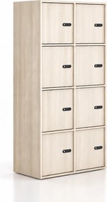 Kancelárska skriňa FRAME, 8x dvere, 872 x 450 x 1735 mm, mechanický kódový zámok, dub prírodný