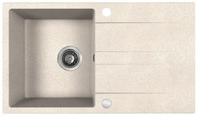 Kuchinox Laut, 1-komorový granitový drez 760x440x174 mm + sifón, béžová, LAV-SBZ_411Y