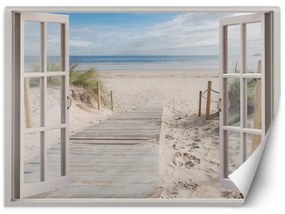 Fototapeta, Pohled z okna na pláž moře příroda - 210x150 cm