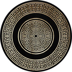 Dywany Łuszczów, Kusový koberec Allure 1968 black/gold kruh, 200x200 (priemer) kruh, čierna, kancelária