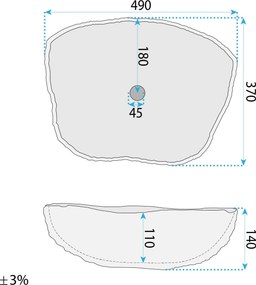 Rea Isla Canyon, umývadlo na dosku 490x370x140 mm, imitácia kameňa, REA-U7884