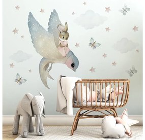 Gario Detská nálepka na stenu Pastel bunnies - zajačik a lastovička Rozmery: XL