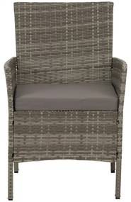 Záhradná súprava 2 kresiel, pohovky a stolíka HWC-N98 - sivá, vankúše svetlosivá