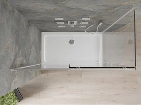 Mexen Omega, sprchovací kút s posuvnými dverami 130 (dvere) x 70 (stena) cm, 8mm číre sklo, chrómový profil + slim sprchová vanička 5cm, 825-130-070-01-00-4010