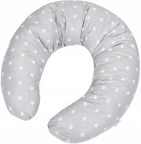 Dojčiaci vankúš BABYMAM PREMIUM - Biele hviezdičky so šedou