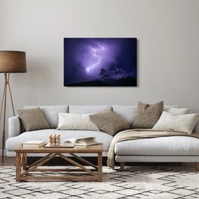 Obraz - fialová obloha a blesk (90x60 cm)