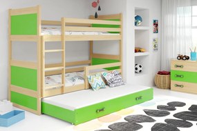 Detská poschodová posteľ s prístelkou RICO 3 | borovica 80 x 190 cm Farba: Zelená