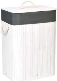 Kôš na bielizeň bambusový 80 l biely / sivý