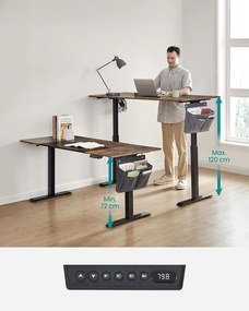 Elektricky nastaviteľný písací stôl Vasagle Foral 160 cm hnedo-čierny