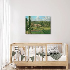 Sklenený obraz - Camille Pissarro, Landscape at Les Pâtis, Pontoise, reprodukcia (70x50 cm)
