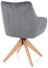 Jedálenská stolička Azalia D Velvet, sivá / dub