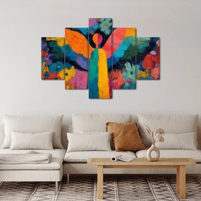 Obraz - Abstraktný anjel s kvetmi (150x105 cm)