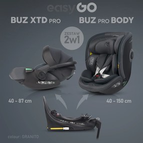 Súprava autosedačky EasyGo Buz Xtd Pro a Buz Pro Body 2 v 1 Granito