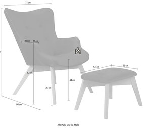 Červené zamatové kreslo s podnožkou Niko – Ropez