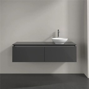 VILLEROY &amp; BOCH Legato závesná skrinka pod umývadlo na dosku (umývadlo vpravo), 2 zásuvky, 1400 x 500 x 380 mm, Glossy Grey, B58900FP