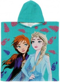 Detské / dievčenské plážové pončo - osuška s kapucňou Ľadové kráľovstvo - Frozen - 100% bavlna - 60 x 120 cm