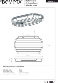 Bemeta Design CYTRO: Polička do sprchy - 102308112