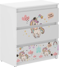 Wooden Toys Detská komoda R-3 JEDNOROŽEC RAINBOW