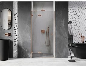 Mexen Lunar, výklopné sprchové dvere 90 cm, 8mm číre sklo, medený matný profil, 834-090-000-65-00-L