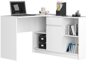 Rohový PC stolík Bahar (biela). Akcia -12%. Vlastná spoľahlivá doprava až k Vám domov. 1128548