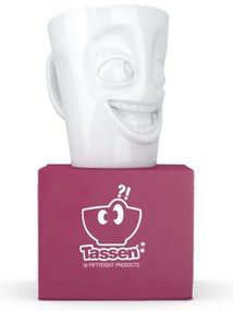 Biely vysmiaty porcelánový hrnček s uškom 58products, objem 350 ml