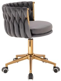 LuxuryForm DESIGN Stolička LYON VELUR na zlatej podstave s kolieskami - tmavo šedá