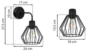 Nástenné svietidlo NUVOLA 2, 1x čierne drôtené tienidlo