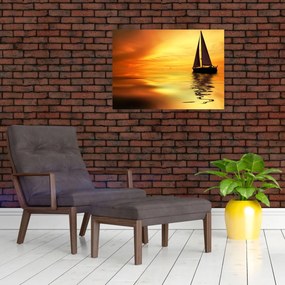 Obraz - Plachetnica pri západe slnka (70x50 cm)