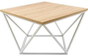 HowHomely Konferenčný stolík CURVED 60x60 cm biela/béžová 10-1568-60-WBO-MDF