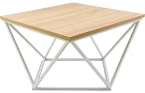 HowHomely Konferenčný stolík CURVED 60x60 cm biela/béžová DD0516