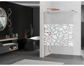 Mexen Kioto, sprchová zástena Walk-In 70 x 200 cm, 8mm číre sklo biely vzor, medený matný profil, 800-070-101-65-85