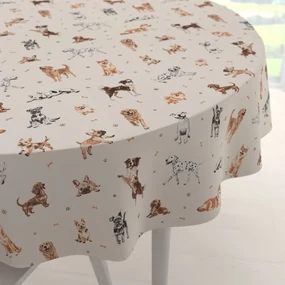 Biante Bavlnený okrúhly obrus Sandra SA-620 Psí kamaráti na krémovom Ø 50 cm