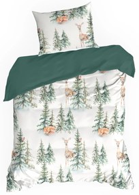 VIANOČNÉ RENFORCÉ OBLIEČKY DEER 200X220 CM, 2 KS 70X80 CM VZOROVANÉ