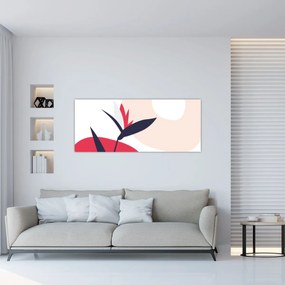 Obraz - Ružová florálna abstrakcia N⁰1 (120x50 cm)
