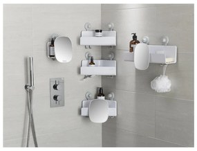 Biele rohové samodržiace plastové kúpeľňové poličky v súprave 2 ks EasyStore - Joseph Joseph