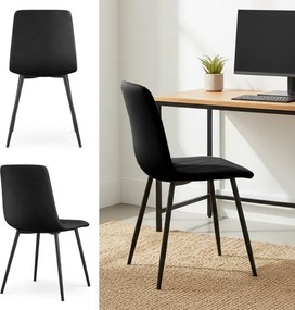 Jedálenská stolička LIVO zamatová, čierna / čierne nohy