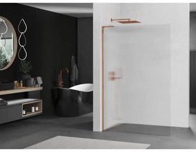 Mexen Kioto L, sprchová zástena Walk-In 70 x 200 cm, 8mm sklo s rebrovým vzorom, ružové zlato profil, 800-070-103-60-09