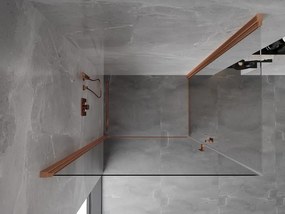 Mexen Mist-B Duo, 2-krídlový výklopný sprchový kút 90 x 85 cm, číre sklo, medený matný profil, 8A2-090-085-65-00