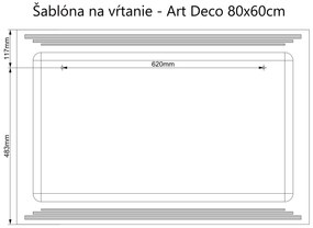 LED zrkadlo Art Deco Horizontal 90x60cm teplá biela - dotykový spínač