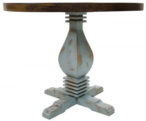 Jedálenský stôl MANORCA 75 cm hnedý / svetlo modrý