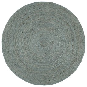 Ručne vyrobený koberec olivovo-zelený 240 cm jutový okrúhly