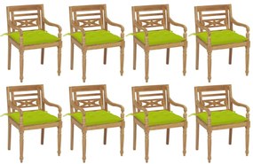 Batavia stoličky s podložkami 8 ks tíkový masív 3073375