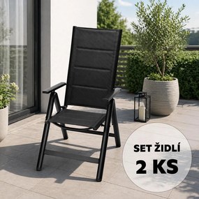 Set 2 ks hliníkových polohovacích kresiel Avenberg ISLA PLUS, čierna